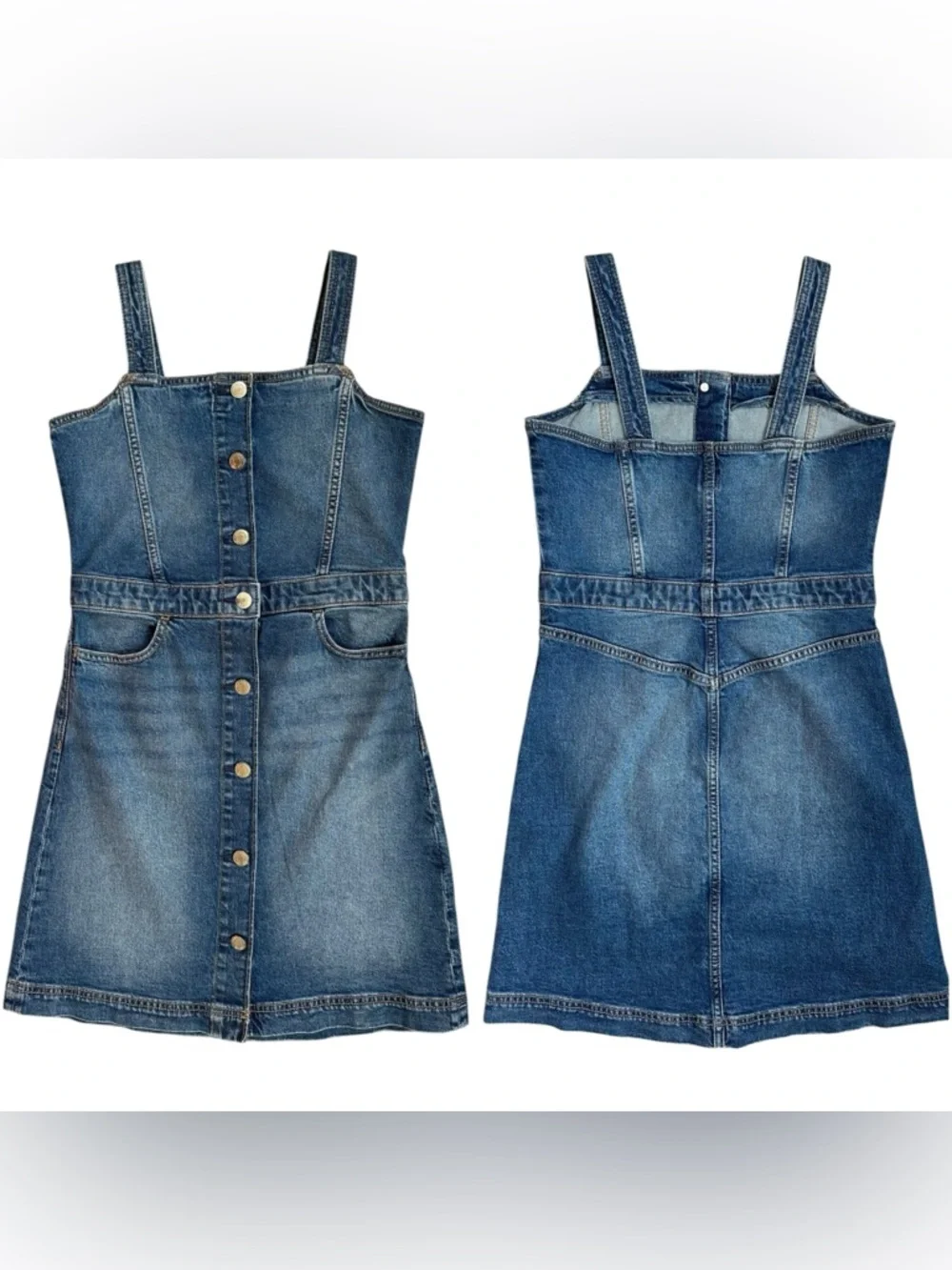 GAP Denim Skirt Overalls Skirtall Medium Wash Button Up Dress Size Girls XL